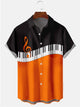Alohadaddy Orange-black Contrast Piano Printing Cotton-Blend Casual Plus Size Shirts