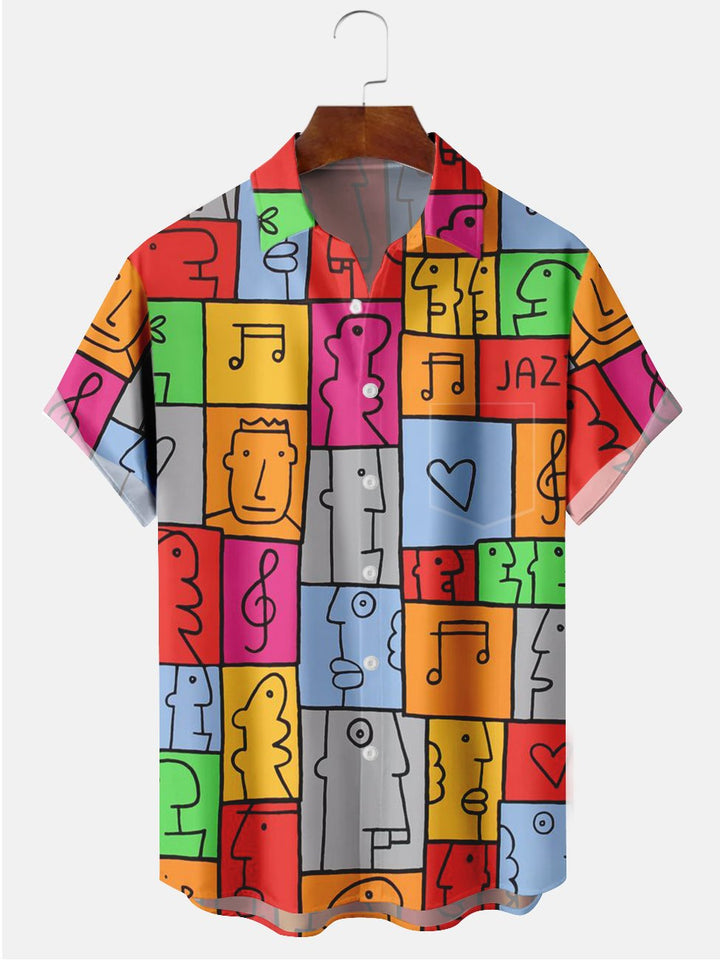 Alohadaddy Multicolor Cartoon Printing Casual Cotton-Blend Plus Size Shirts