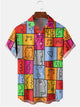 Camisas informales de mezcla de algodón con estampado de dibujos animados multicolor de Alohadaddy en tallas grandes