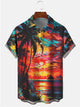 Alohadaddy Coconut Tree Landscape Cotton-Blend Casual Pluls Size Shirts
