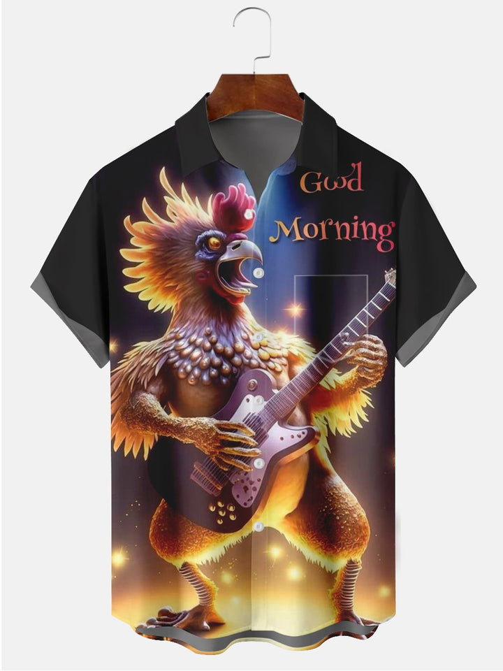 Alohadaddy Multicolor Music Chicken Casual Cotton-Blend Plus Size Shirts