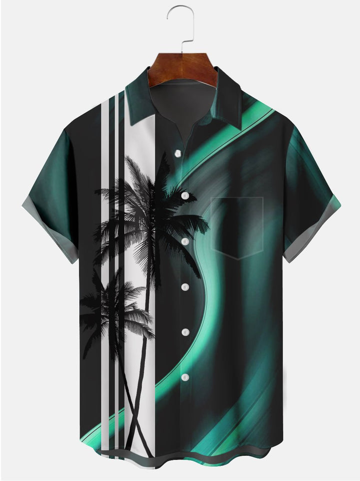 Alohadaddy Green Abstract Cotton-Blend Casual Plus Size Shirts