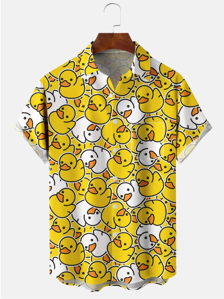 Chemises décontractées grande taille en mélange de coton jaune canard Alohadaddy