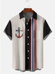 Alohadaddy Multicolor Navigation Anchor Casual Cotton-Blend Plus Size Shirts