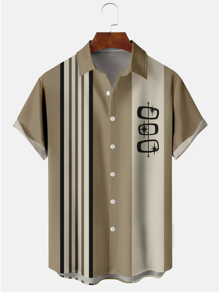 Alohadaddy Ocher Abstract Printing Casual Bowling Plus Size Cotton-Blend Shirts