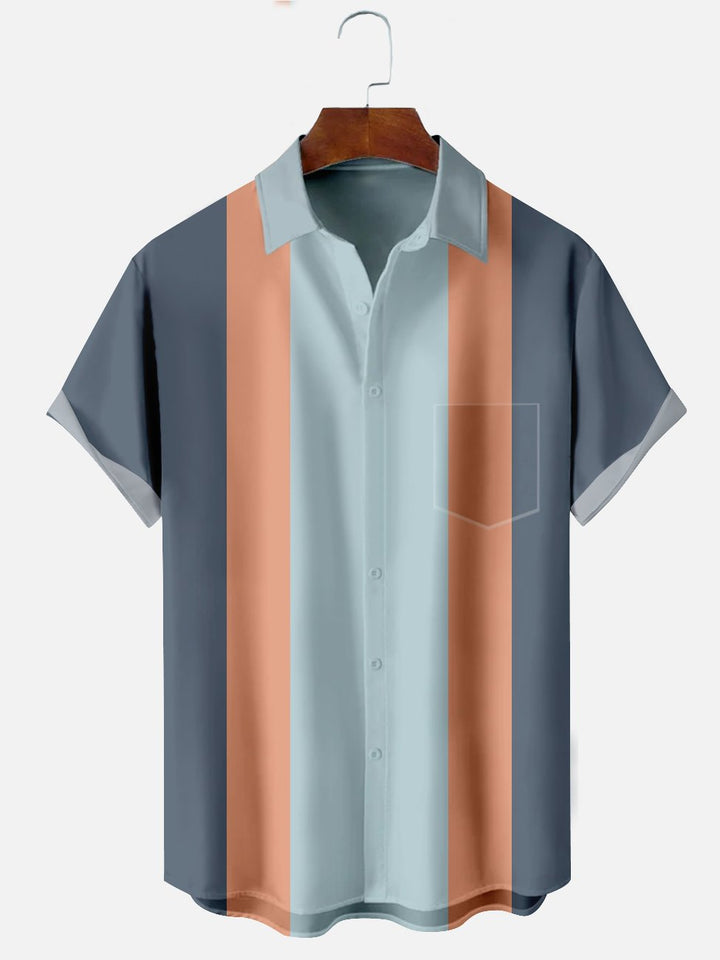Alohadaddy Multicolor Plain Cotton-Blend Casual Plus Size Bowling Shirts