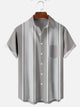 Alohadaddy Gray Plain Casual Cotton-Blend Bowling Plus Size Shirts