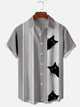 Alohadaddy Gray Cai Stripes Bowling Casual Plus Size Shirts