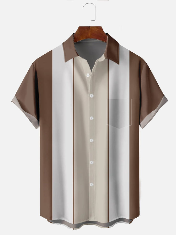 Alohadaddy Multicolor Contrast Bowling Casual Plain Plus Size Shirts