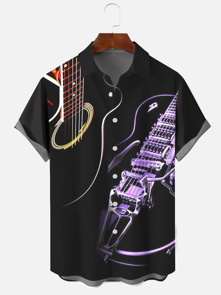 Camisetas informales de talla grande con diseño de guitarra y equipo musical negro de Alohadaddy