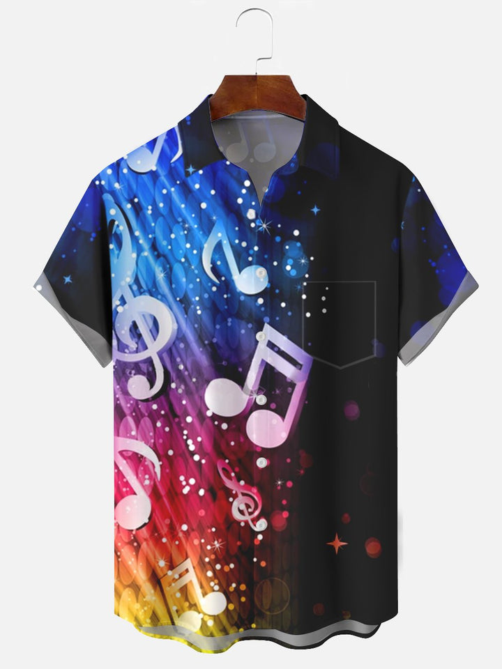 Alohadaddy Multicolor Ombre Music Note Casual Plus Size Shirts