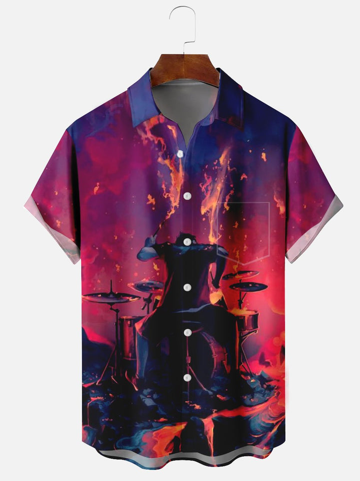 Alohadaddy Rock Music Band Equipment Red Casual Plus Size Shirts