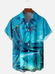 Alohadaddy Blue Hawaii Holiday Coconut Tree Casual Plus Size Shirts