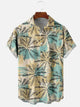 Alohadaddy Khaki Casual Coconut Tree Pattern Plus Size Shirts