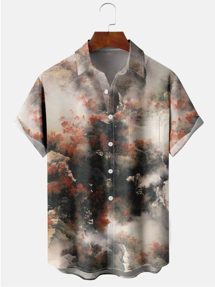 Camisas informales de talla grande con diseño de paisajes naturales orientales de Alohadaddy