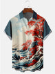 Alohadaddy Blue Eastern Japanese Waves Painting Casual Plus Size Shirts