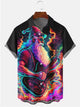 Alohadaddy Black Christmas Santa Claus Illustration Casual Plus Size Shirts
