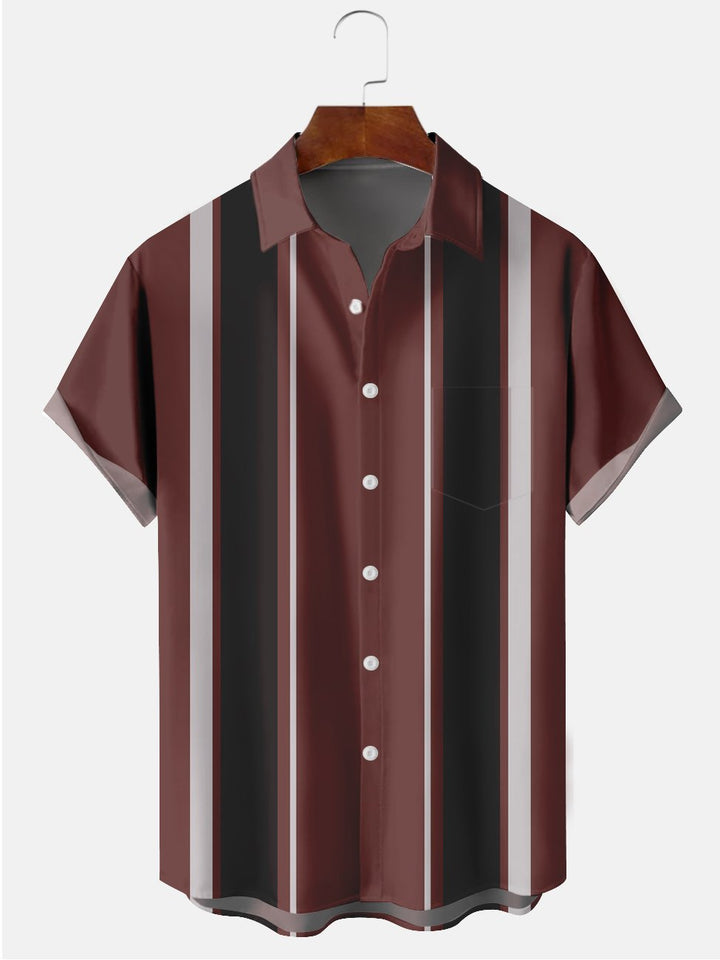 Alohadaddy Red-black Contrast Bowling Casual Plus Size Shirts