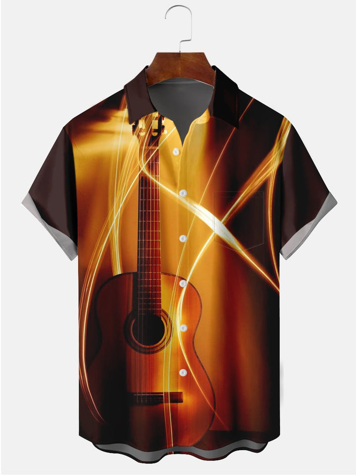 Alohadaddy Abstract Music Guitar Illustration Casual Plus Size Shirts