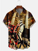 Alohadaddy Vintage Double Guitar Illustration Casual Plus Size Shirts