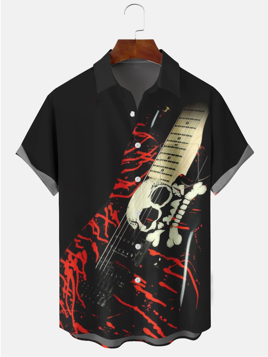 Black Casual Musical Instrument Shirts - Alohadaddy – AlohaDaddy