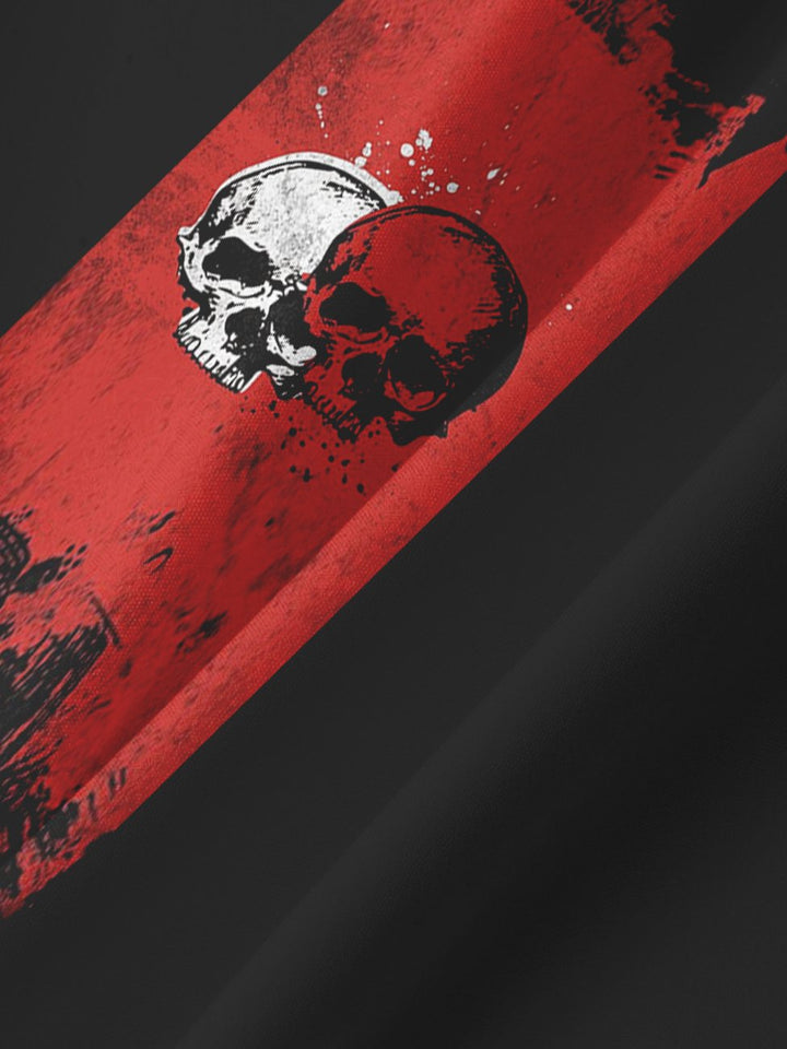 Alohadaddy Red Skull Contrast Colour Cotton-Blend Casual Plus Size Shirts