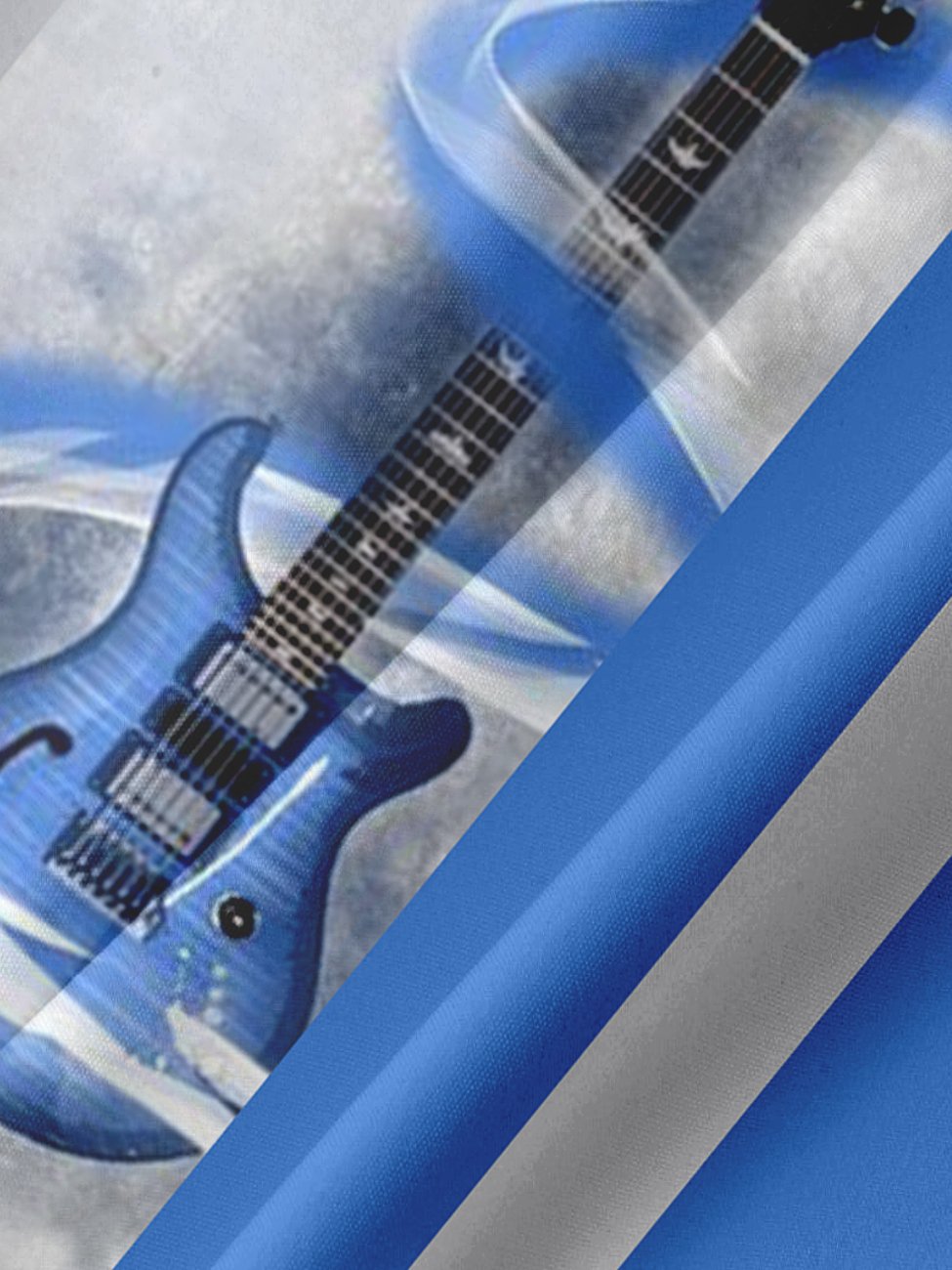 Alohadaddy Blue Cotton-Blend Music Equipment Casual Plus Size Shirts