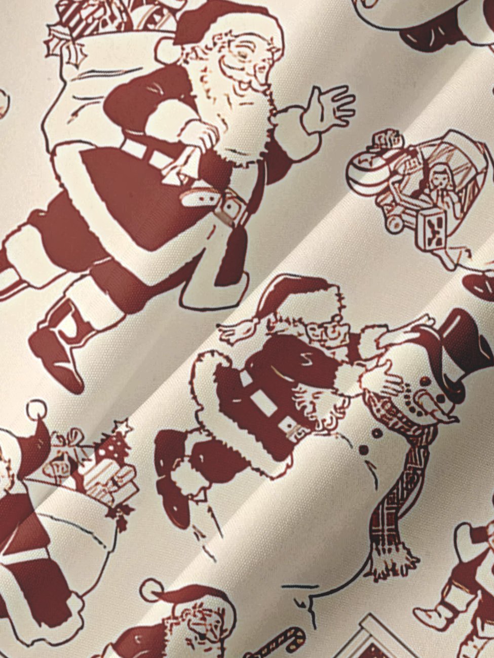 Alohadaddy Vintage Christmas Santa Claus Snowman Illustration Casual Plus Size Shirts
