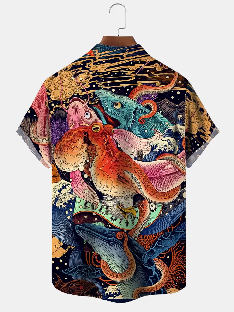 Camisa casual con estampado de patrón oriental para hombre