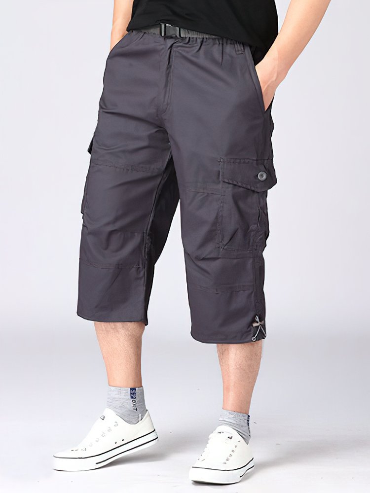 Pantalones rectos casuales sueltos y recortados para hombre