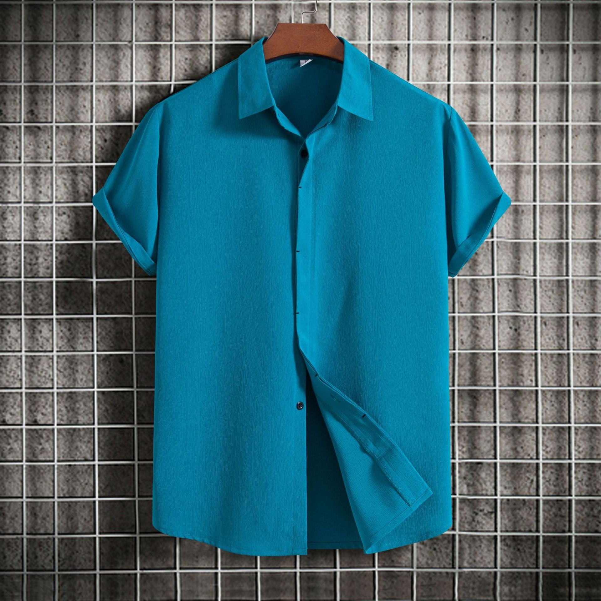 Alohadaddy Vintage Casual Men's Cotton Linen Shirts Plus Size Solid Color Basic Camp Shirts