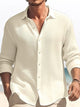 Men's Plus Size Solid Color Long Sleeve Shirt Lapel Shirt Top