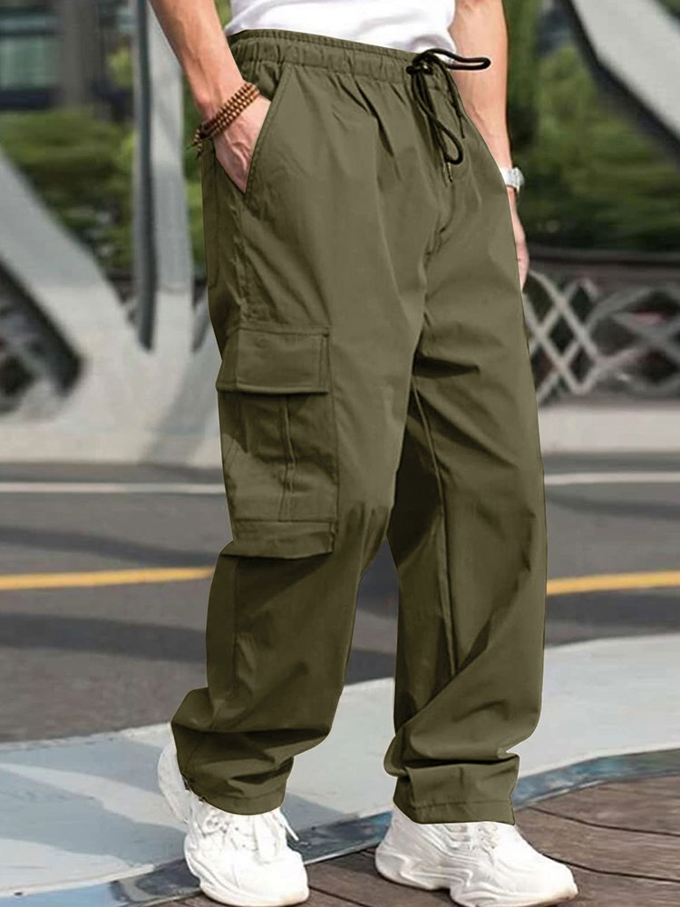 Alohadaddy Loose Multi-Pocket Straight Leg Casual Men&