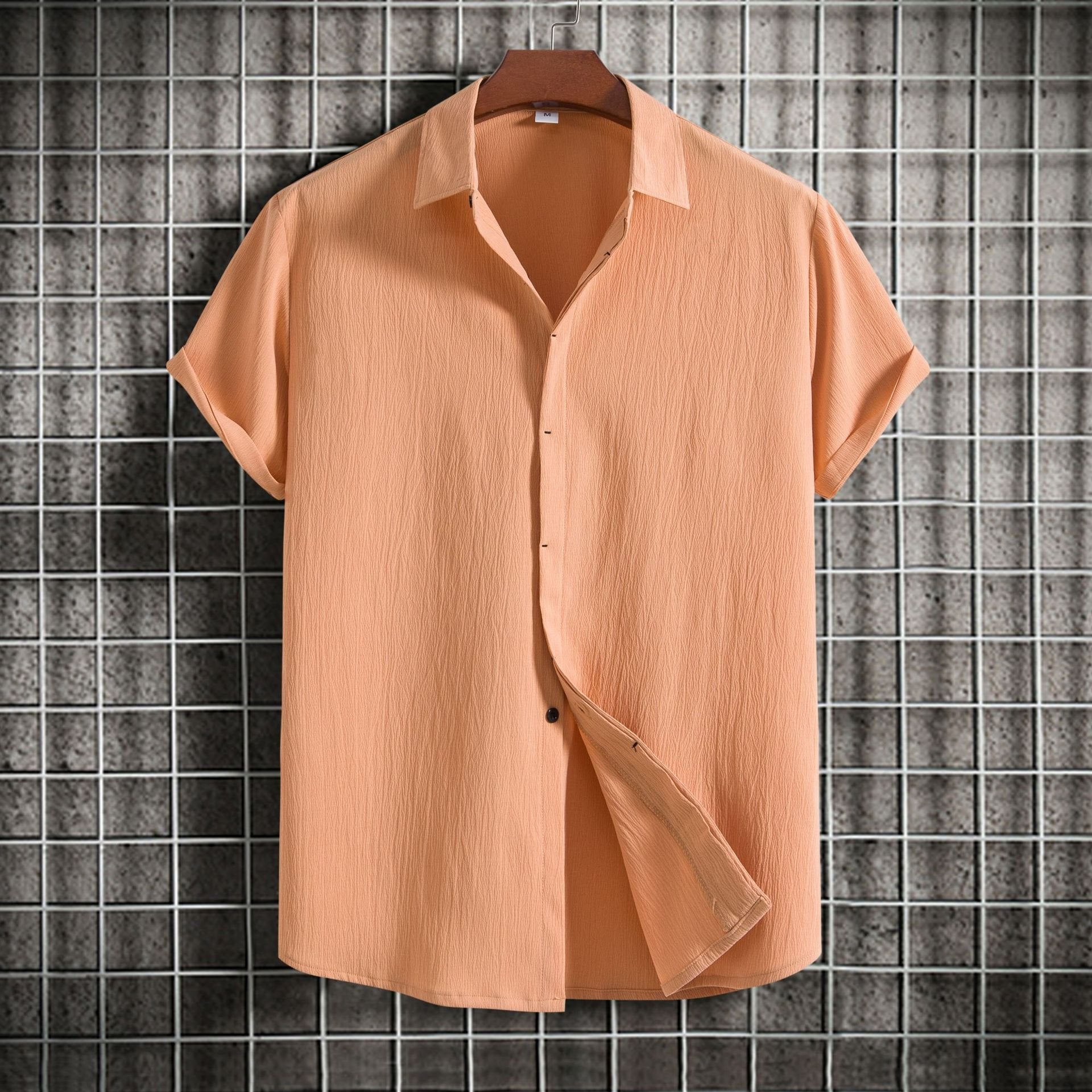 Alohadaddy Vintage Casual Men's Cotton Linen Shirts Plus Size Solid Color Basic Camp Shirts