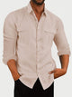 Mens Cotton Linen Basic Series Long Sleeve Plus Size Shirts