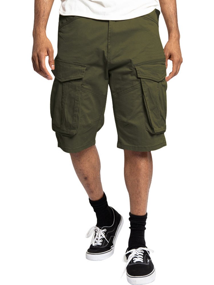 Pantalones cortos cargo de sarga de algodón de primera calidad para hombre, informales, de talla grande, básicos y altos