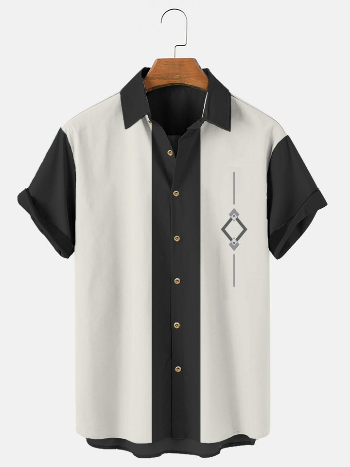 Men‘s Retro Camp Cotton-Blend 50S Vintage Bowling Shirts