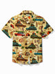 Alohadaddy Retro Camper Travel Car Print Men's Button Pocket Short Sleeve Shirt