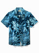 Alohadaddy Hawaiian Plant Leaf Print Men's Button Pocket Short Sleeve Shirt