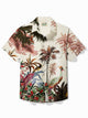 Alohadaddy Hawaiian Botanical Floral Print Men's Button Pocket Short Sleeve Shirt