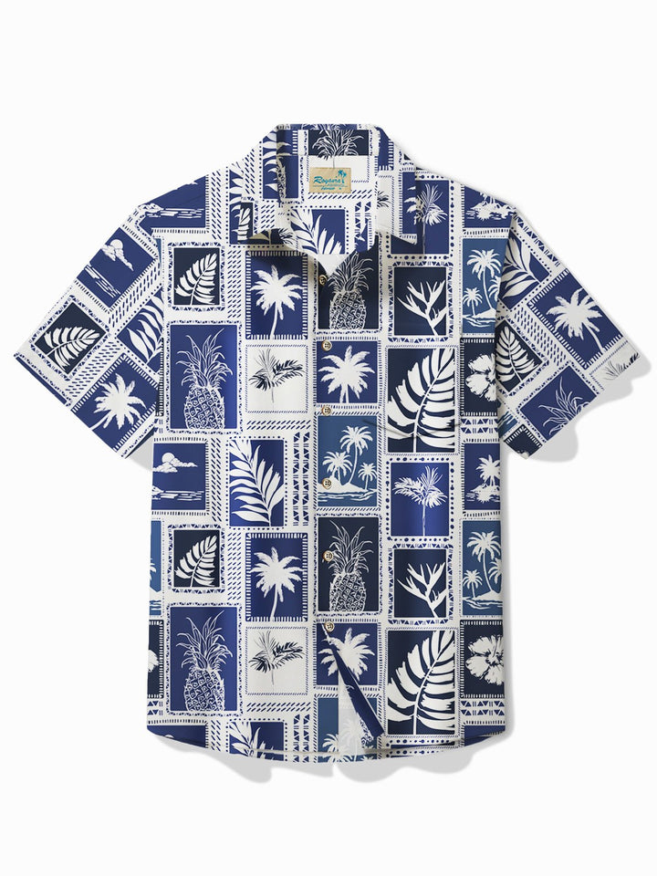 Chemise à manches courtes et poches boutonnées pour homme à imprimé botanique hawaïen Alohadaddy