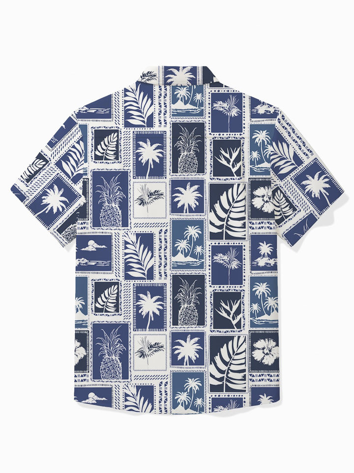 Chemise à manches courtes et poches boutonnées pour homme à imprimé botanique hawaïen Alohadaddy