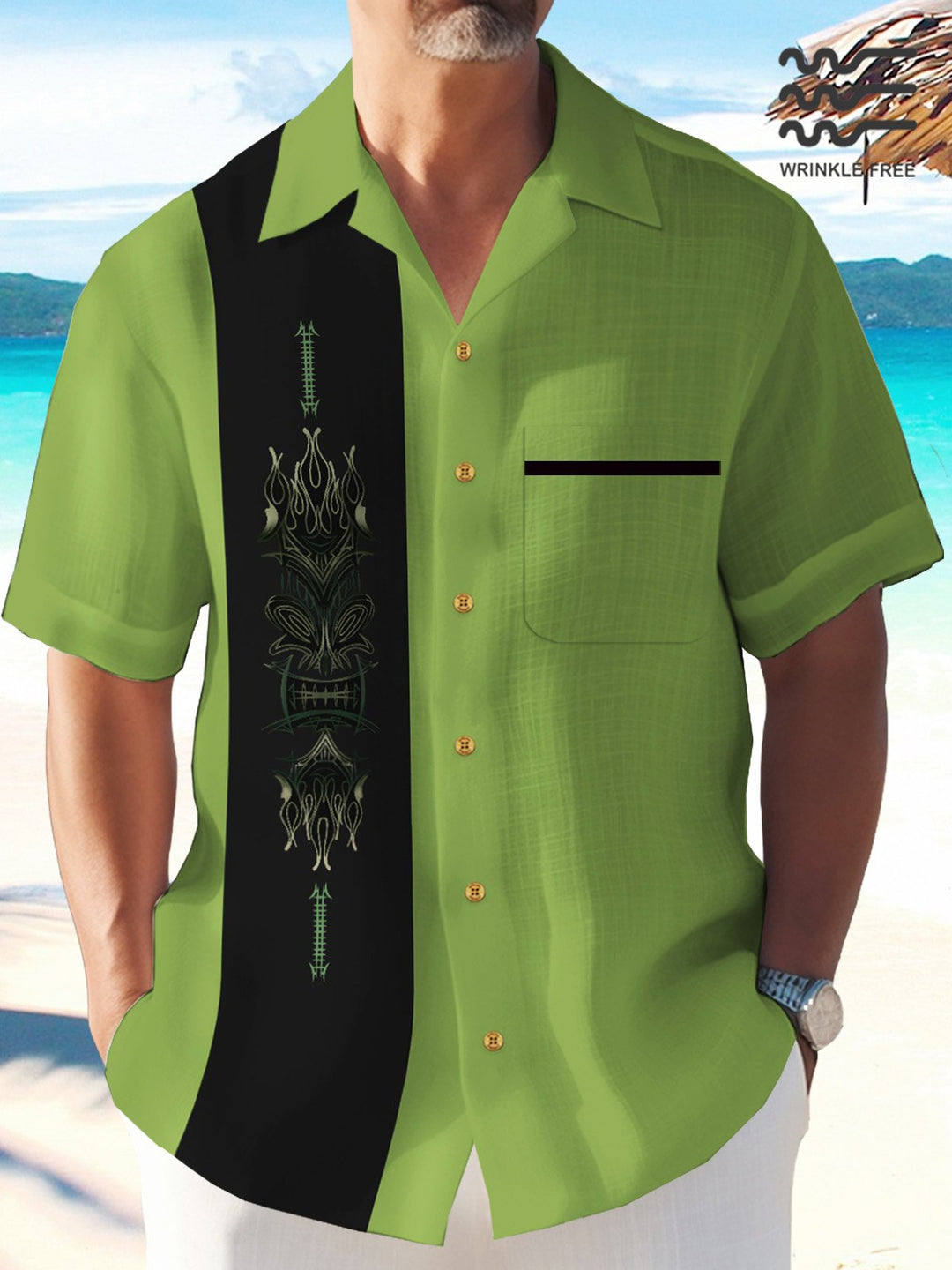 Chemise de bowling en seersucker sans plis pour homme Alohadaddy, grande taille, chemises décontractées TIKI Bar