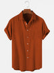 Men's Solid Wrinkle-Free Seersucker Printing Casual Cotton Linen Plus Size Top