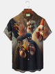Alohadaddy Rooster Print Beach Men's Hawaiian Oversized Shirt With Pocket