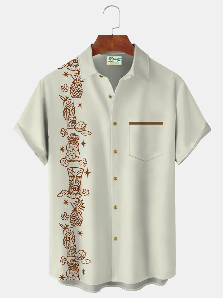 Alohadaddy Vintage Bowling Tiki Print Beach Men&
