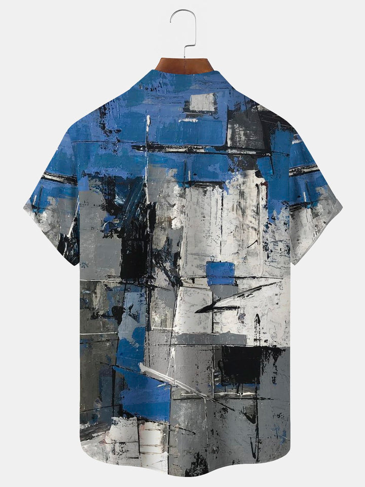 Chemise hawaïenne surdimensionnée pour homme avec poche et imprimé textures artistiques Alohadaddy