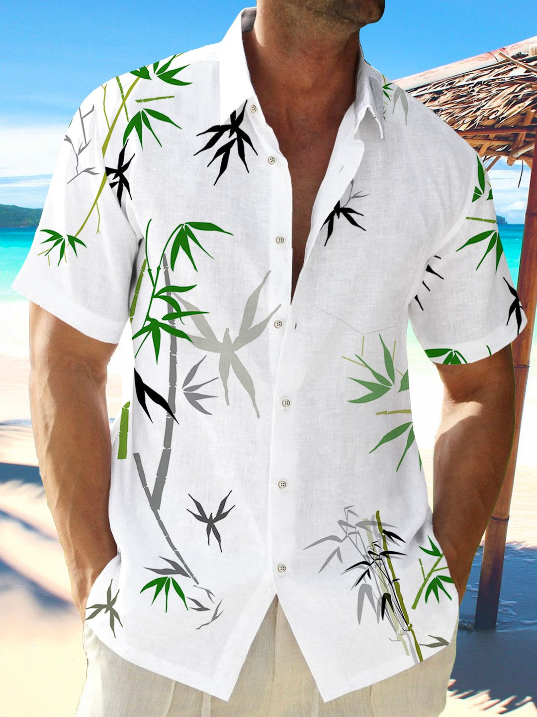 Alohadaddy Bamboo Print Beach Men&