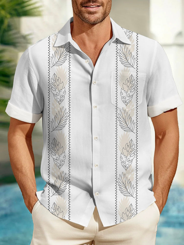 Alohadaddy Vintage Bowling Plant Print Beach Men&