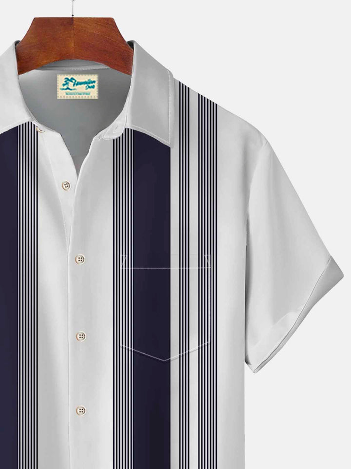 Alohadaddy Vintage Bowling Stripe Basics Print Beach Men&